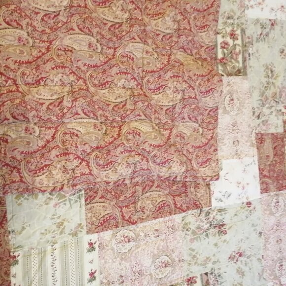 Vintage Patchwork Quilt Set Pink Paisley Reversible Double Girls French Country - Picture 6 of 8